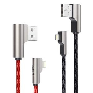 AUKEY 90度弯折Lightning 数据线 MFi 认证 6.6英尺2根装