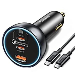 Baseus 160W PD 3.0 & QC 5.0 3接口 车载快充插头