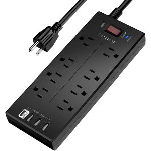 QINLIANF 2100J 1.8M 8x交流 4xUSB 电涌保护插座