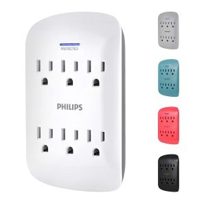Philips 6口 900焦耳 插墙式电涌保护电源插头