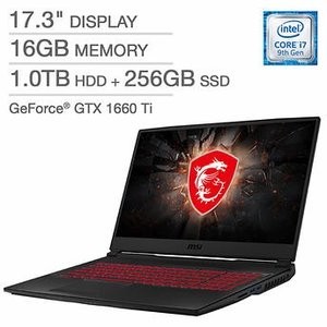 MSI GL75 Raider 游戏本 (i7 9750H, 1660Ti, 16GB, 256GB+1TB)