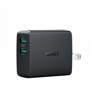 AUKEY USB-A 双插口 4.8A 墙充, 插头可回折