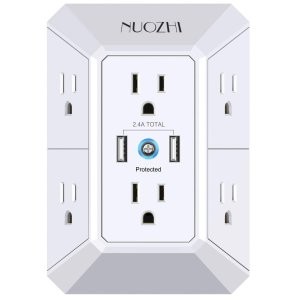 闪购：NUOZHI 2xUSB 6x交流 电涌保护扩展插座