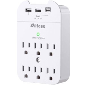 Mifaso 6孔插线板 + 2 USB充电器 + 1个Type C 插座