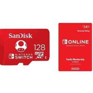Nintendo Switch Online 1年份 家庭会员订阅 + 128GB SD卡