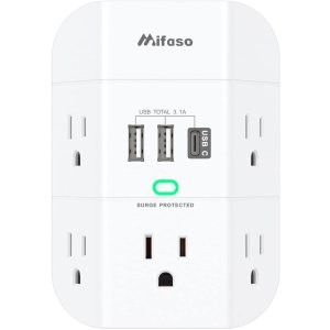 Mifaso 1800J USB 浪涌保护墙插 含双USB+USB Type-C插口