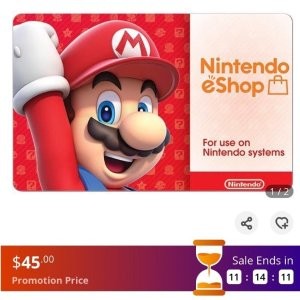 限今天：Nintendo eShop 美服 $50 数字礼卡
