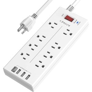 QINLIANF 2100J 1.8米 8交流 + 4USB 电涌保护插座