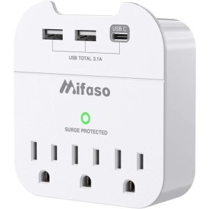 Mifaso 3美标 3 USB (USB-C  + 2 USB-A) 防浪涌插座