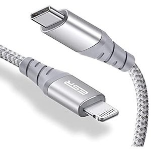 ESR USB-C to Lightning 编织数据线 (6.6ft, 银色)