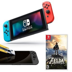 Switch 32GB 红蓝套装+动森/马车8/大乱斗/塞尔达+防划膜