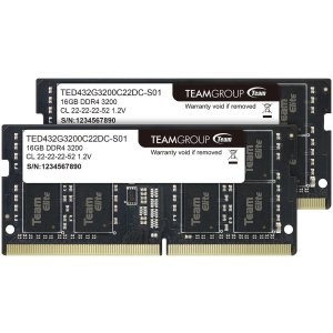 史低价：Team Elite 32GB (2 x 16GB) DDR4 3200 SO-DIMM 内存