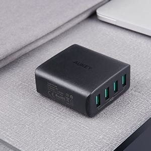 AUKEY 墙充大促, 4接口快充适配器仅需$9.99, 可同时充4部设备